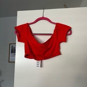 Red off the shoulder crop top